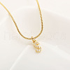 Brass Micro Pave Clear Cubic Zirconia Pendant Initial Necklaces FS-WGC46E8-19-1