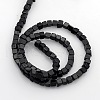 Cube Natural Black Stone Beads Strands G-P057-01-2