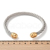 304 Stainless Steel Cuff Bangles BJEW-M136-01B-PG-5