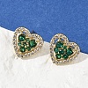Heart Brass Micro Pave Cubic Zirconia Stud Earrings EJEW-M082-15G-2