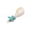 2Pcs 2 Colors Cowrie Shell & Synthetic Turquoise Starfish Pendants PALLOY-JF03407-5