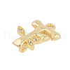 Brass Crystal Rhinestone Letter Links Connector Charms KK-S395-06G-F-2