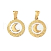 304 Stainless Steel Pave Natural White Shell Flat Round Pendant Necklaces STAS-R168-23G-02-1