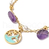 Nuggets Natural Amethyst & Imitation Pearl Multi-Strand Anklets BJEW-P326-03B-G-2