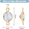 DICOSMETIC 40Pcs 2 Colors Brass Pave Clear Cubic Zirconia Connector Charms ZIRC-DC0001-32-2