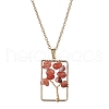 Natural mixed Gemstone with Brass Pendant Necklaces NJEW-JN04678-4