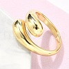 Brass Teardrop Open Cuff Ring for Women RJEW-M148-03G-3