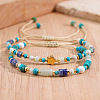 2Pcs Bohemian Style Natural Lapis Lazuli & Turquoise & Amazonite Braided Bead Bracelets for Women NU4472-3-1