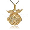 Golden Tone Brass Hollow Round Cage Pendants KK-J230-09G-1