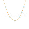 Real 18K Gold Plated Stainless Steel Flower Beaded Pendant Necklaces for Women ZU7847-3-1