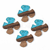 Transparent Resin & Walnut Wood Pendants RESI-S389-052B-B03-2