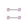 Brass Pink Cubic Zirconia Nipple Rings WG88A97-01-1
