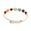 Natural Mixed Stone Wrapped Cuff Bangle BJEW-A122-06-2