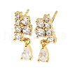 Rack Plating Brass Cubic Zirconia Grape Shape Dangle Stud Earrings EJEW-K245-47G-1