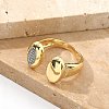 Brass Micro Pave Clear Cubic Zirconia Cuff Rings for Women RJEW-U041-01G-3