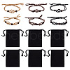 Fashewelry 6Pcs Adjustable Braided Waxed Polyester Cord Macrame Pouch Bracelet Making BJEW-FW0001-05-12