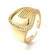 Brass Micro Pave Cubic Zirconia Adjustable Open Cuff Rings for Women RJEW-K292-12G-4