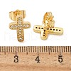 Brass Micro Pave Clear Cubic Zirconia Stud Earrings EJEW-D305-07G-5