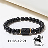 12 Constellations Theme Frosted Black Stone Round Beaded Stretch Bracelets for Women Men WG3EE4F-12-1