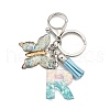 26Pcs Transparent Epoxy Resin & Transparent Acrylic & Faux Suede Tassel Keychain KEYC-JKC01202-18-2