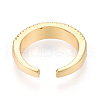 Brass Micro Pave Clear Cubic Zirconia Cuff Rings for Women KK-T074-16G-3