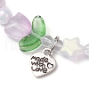 Tulip & Star & Round Two Tone Glass Imitation Jade Beaded Stretch Bracelets BJEW-JB10684-4