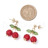 304 Stainless Steel Acrylic Cherry Dangle Stud Earrings EJEW-TA00635-3