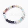Frosted Natural Gemstone Stretch Bracelets BJEW-JB03361-2