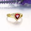 Gorgeous Brass Cubic Zirconia Triangle Finger Rings for Women RJEW-BB04180-A-7G-3