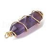 Natural Amethyst Copper Wire Wrapped Pointed Pendants PALLOY-JF02462-02-3