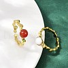 316 Stainless Steel with Natural Mixed Gemstone Cuff Rings RJEW-Z098-01G-02-3