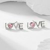 Romantic Valentine's Day S925 Sterling Silver Pink Cubic Zirconia Stud Earrings RW2928-2-2