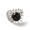 Natural Obsidian Sun & Moon Open Cuff Rings RJEW-K241-01P-06-2