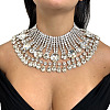 Alloy Full Crystal Rhinestone Multi-layered Teardrop Tassel Bib Necklaces for Women FS-WG9A2DA-02-1
