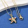 Brass Pave Cubic Zirconia and Plastic Beads Pendant Necklaces NJEW-Q041-01G-4