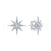 925 Silver Micro Pave Clear Cubic Zirconia Star Stud Earrings for Women RX7254-1