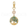 Natural Green Aventurine Chips Beads & Alloy Tree of Life Pendant Decorations HJEW-JM03129-04-2