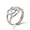 304 Stainless Steel Double Heart Adjustable Ring for Women RJEW-P081-02P-1