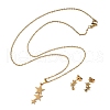 Star 201 Stainless Steel Pendant Necklaces & Stud Earrings Sets for Women SJEW-Q025-02G-4