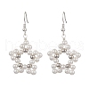 Shell Pearl Beads Flower Dangle Earrings EJEW-TA00577-1