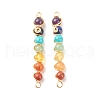 Chakra Natural & Synthetic Gemstone Copper Wire Wrapped Connector Charms PALLOY-JF01623-1