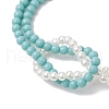 4mm Two Tone Round Glass Beaded Bracelets for Women BJEW-JB10705-3
