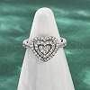 Brass Micro Pave Cubic Zirconia Cuff Rings for Women RJEW-F182-05P-1