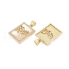 Brass Micro Pave Clear Cubic Zirconia Pendants KK-N254-193G-2