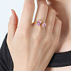 Rectangle & Teardrop 304 Stainless Steel Pave Cubic Zirconia Cuff Rings for Women FS-WG02DF6-03-1
