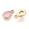 Natural Rose Quartz Teardrop Charms STAS-N109-209A-G-2