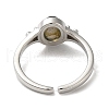 Natural Mixed Gemstone Oval Open Cuff Rings RJEW-M155-07P-4