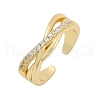 Rack Plating Brass Micro Pave Cubic Zirconia Cuff Rings RJEW-M028-60G-2
