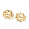 Flower Brass Micro Pave Clear Cubic Zirconia Bead Caps KK-A254-01B-G-1