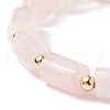Natural Rose Quartz Column Beaded Stretch Bracelet BJEW-JB08596-02-4